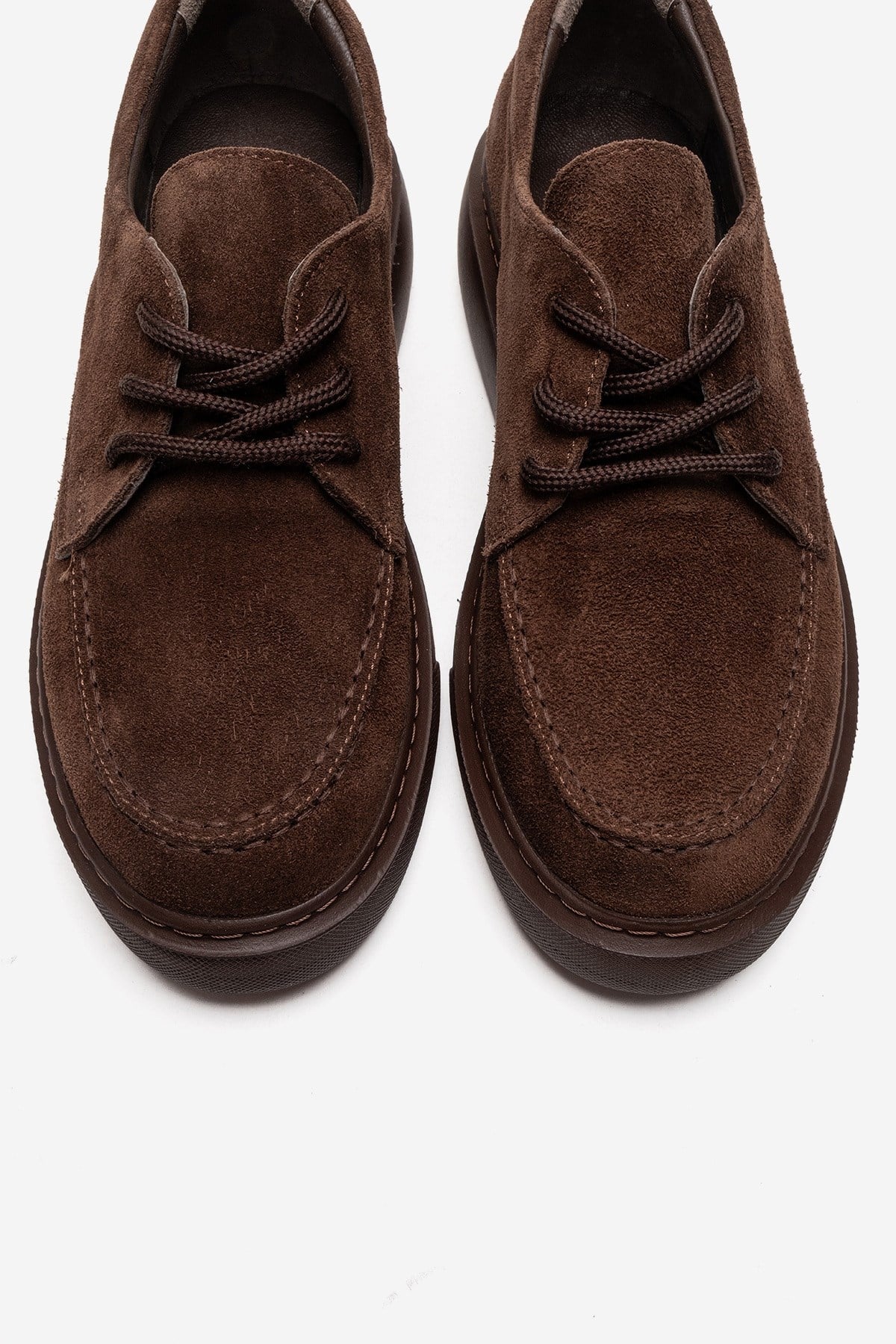 MAREON - Brown Suede Genuine Leather Lace-Up Sneaker – side view showing lace, leather, suede, SimmiUnique