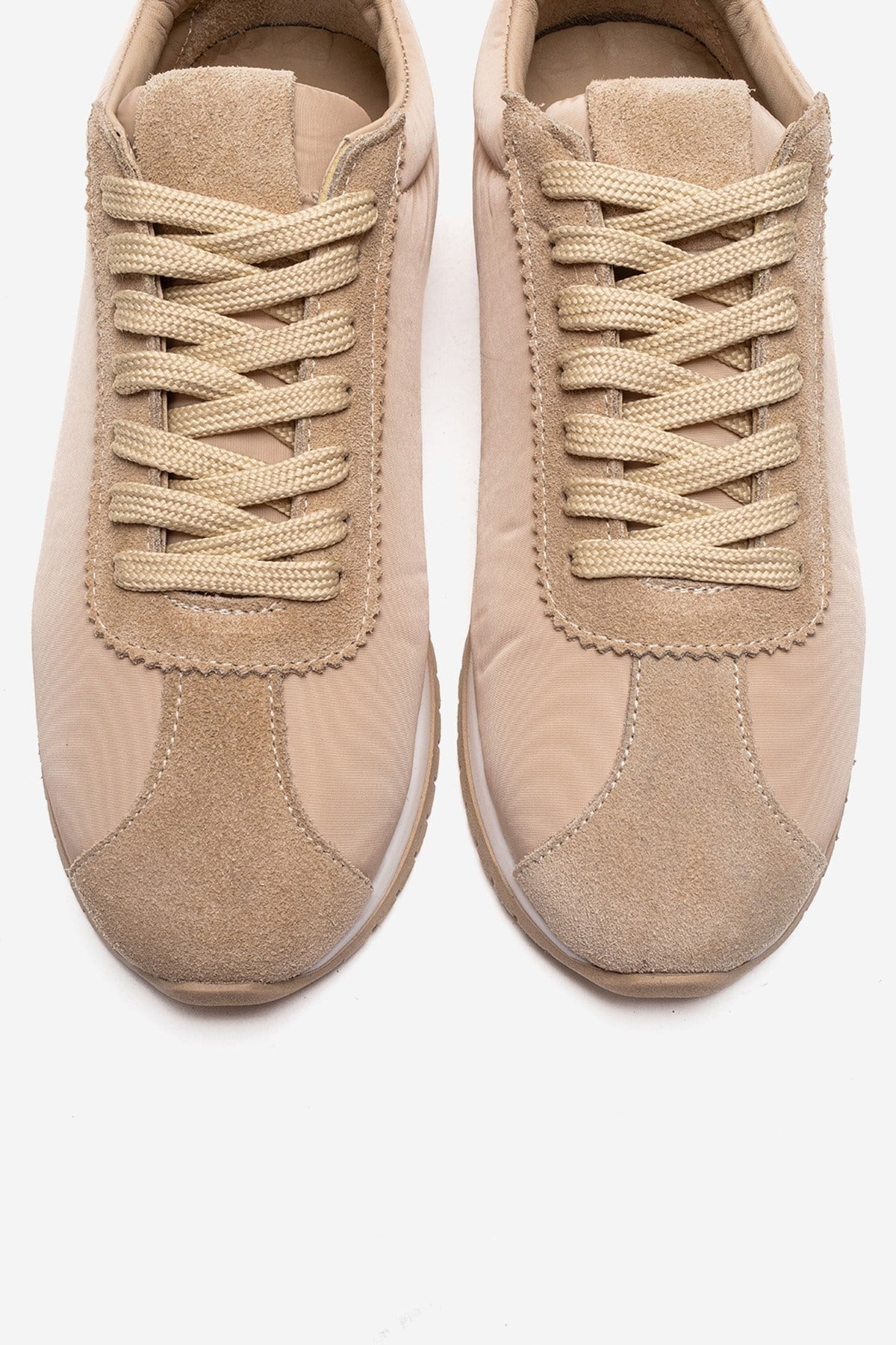 UNICA - Beige Genuine Leather Sneaker – side view showing leather, suede, SimmiUnique