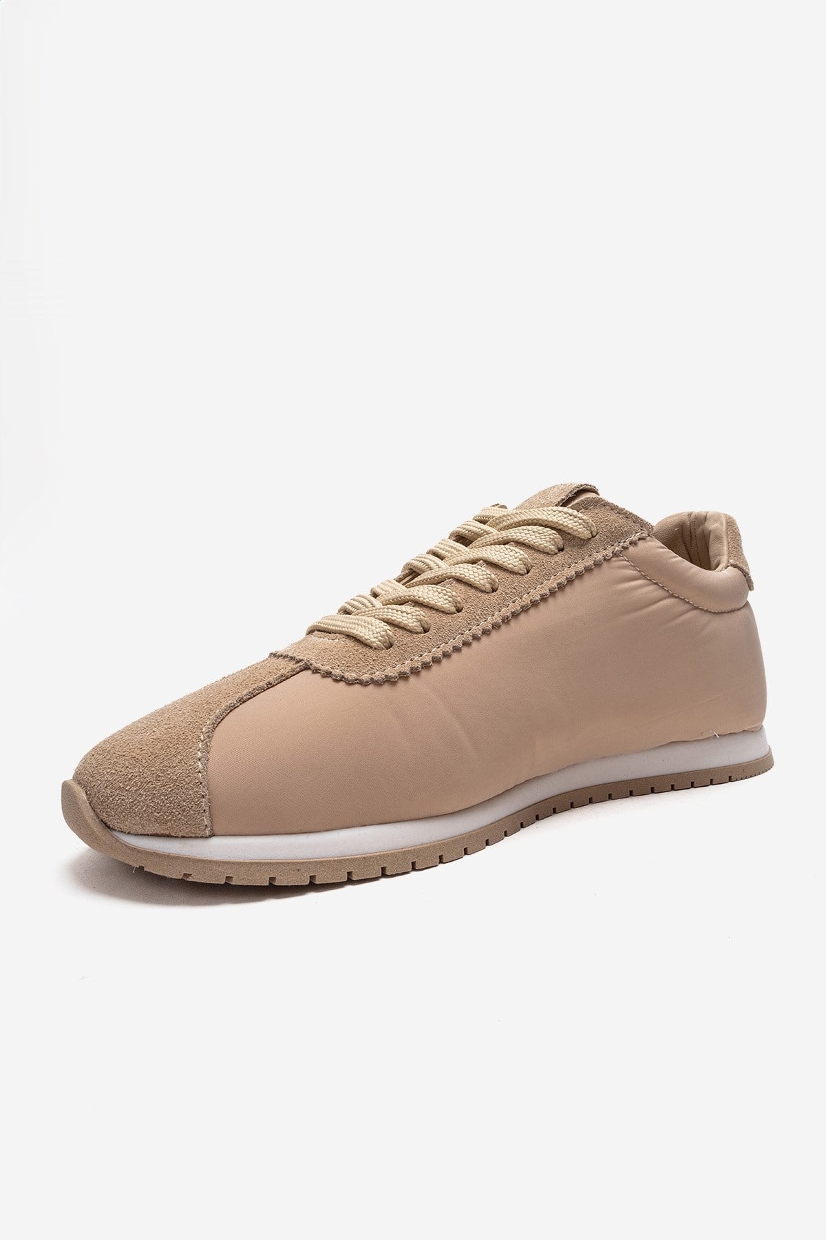 UNICA - Beige Genuine Leather Sneaker – top view showing leather, suede, SimmiUnique