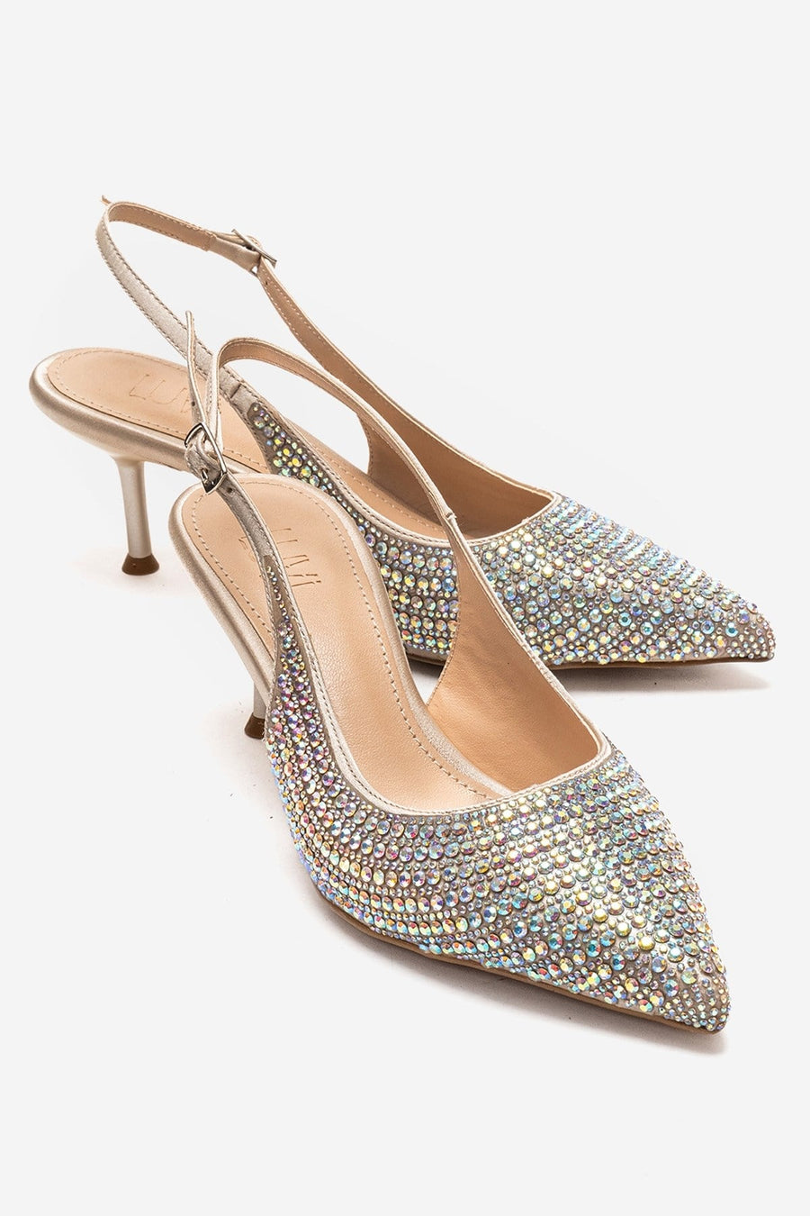 Yasmina - Nude Stone Embellished Stiletto Pump