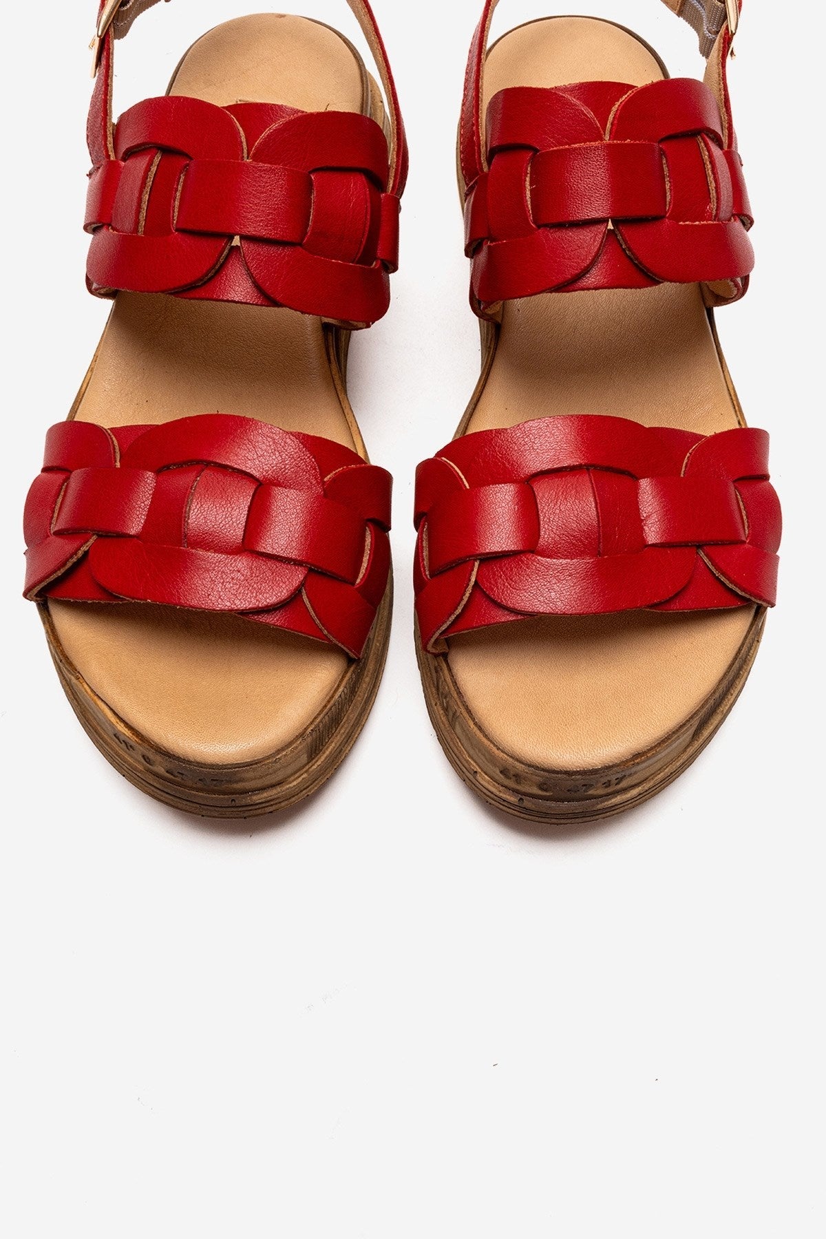 ELVORO - Red Genuine Leather Sandal – side view showing leather, red, SimmiUnique
