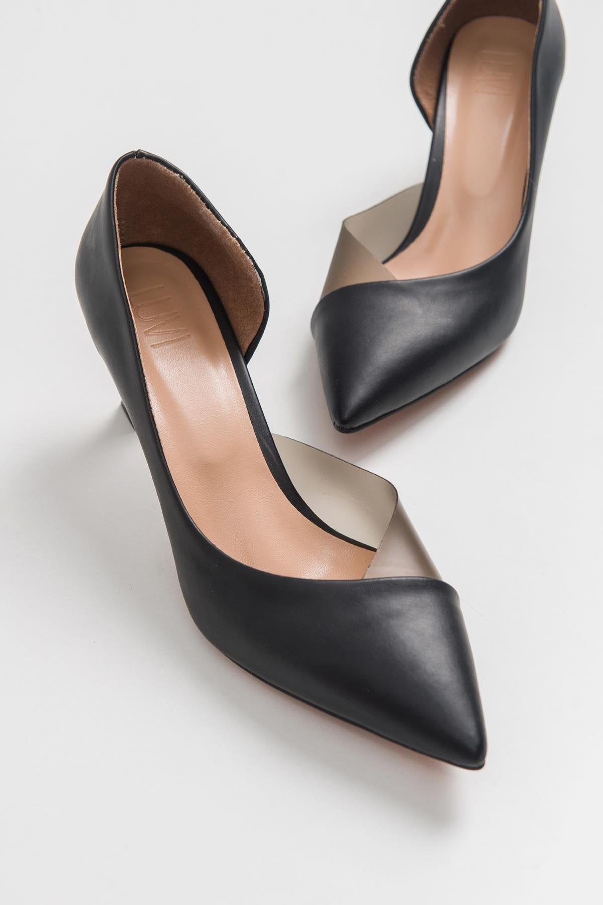 Vera Black Pointed Toe Pump – top view showing leather, black, SimmiUnique