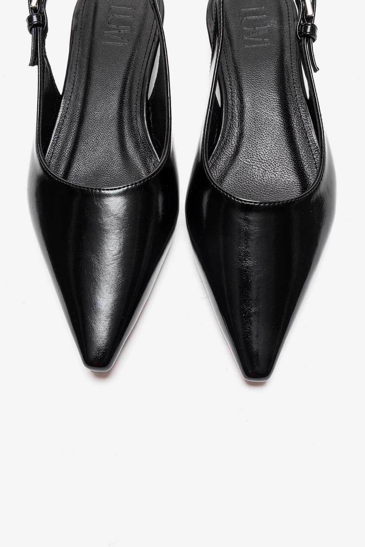 JENNA - Black Genuine Leather Pointed Toe Low Block Heel Shoe – side view showing leather, black, SimmiUnique