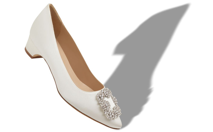 Leonora Halo White Jewel Buckle Pumps