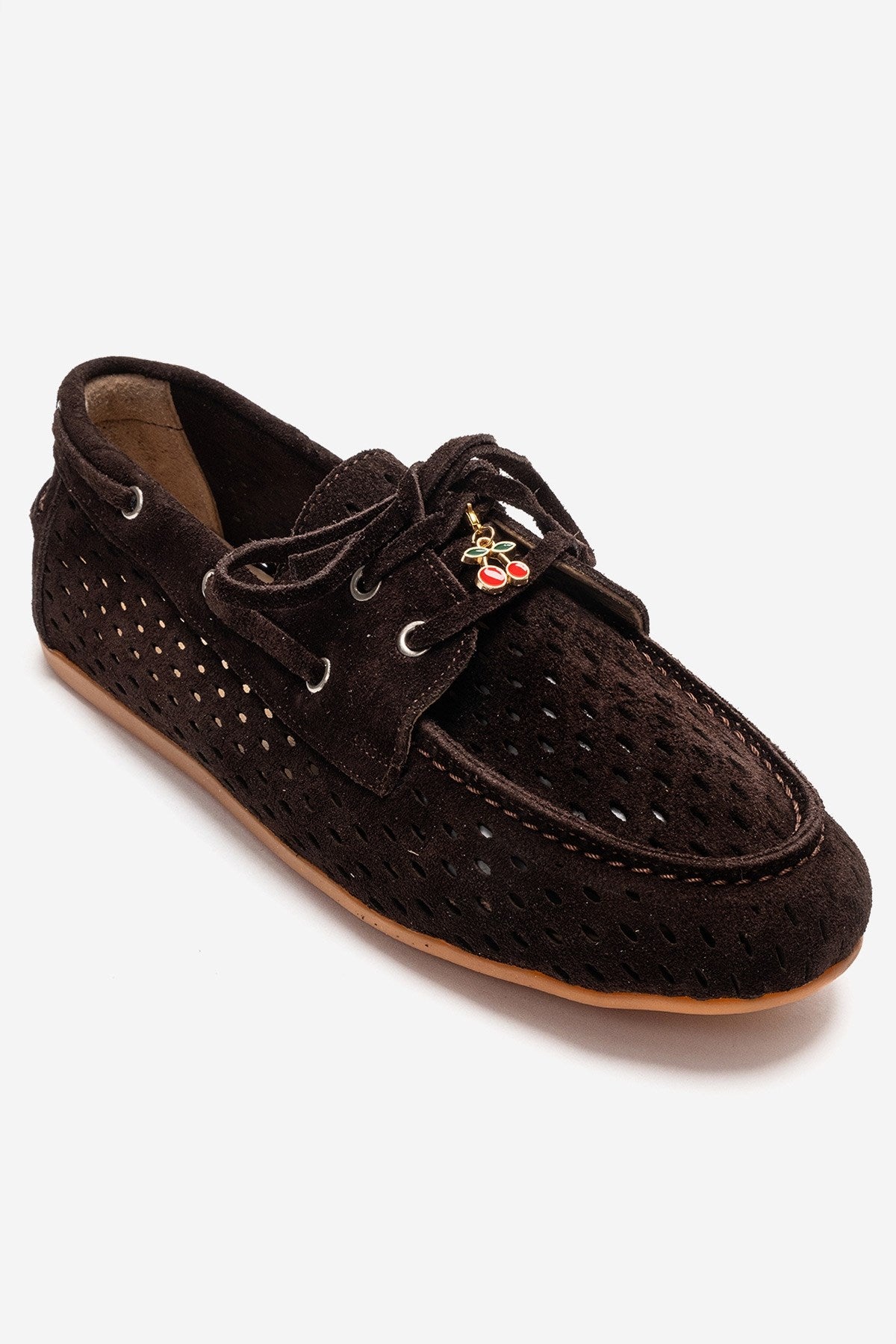 Stevo - Cognac Genuine Leather Lace-Up Loafer – detail view showing lace, leather, SimmiUnique