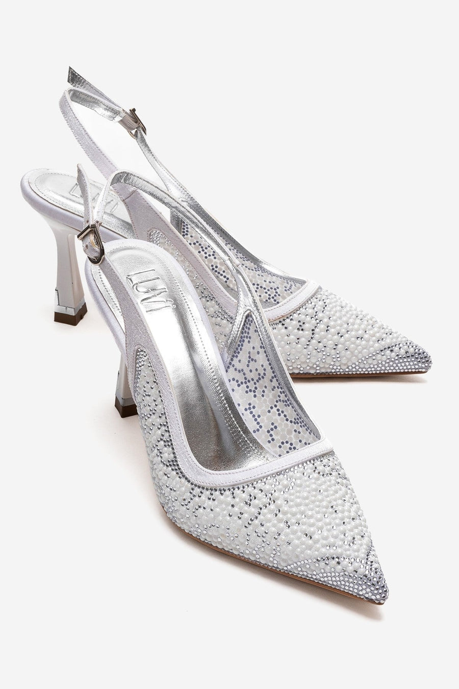Frea - White Textile Stiletto Pump