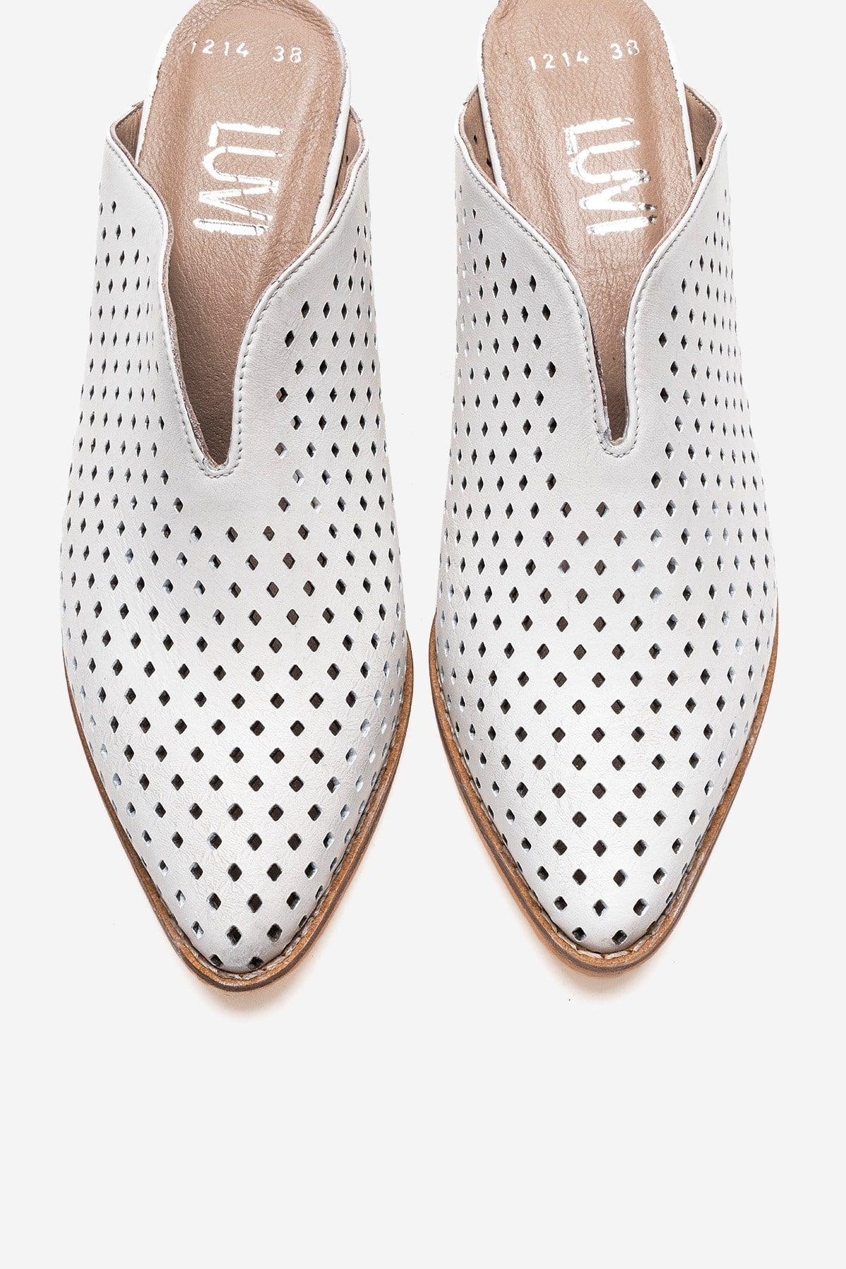 TOEN - White Genuine Leather Block Heel Mule – side view showing leather, white, SimmiUnique