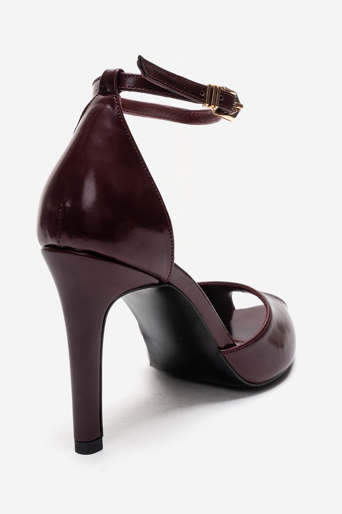 DONA - Burgundy Stiletto Pump – back view showing leather, SimmiUnique