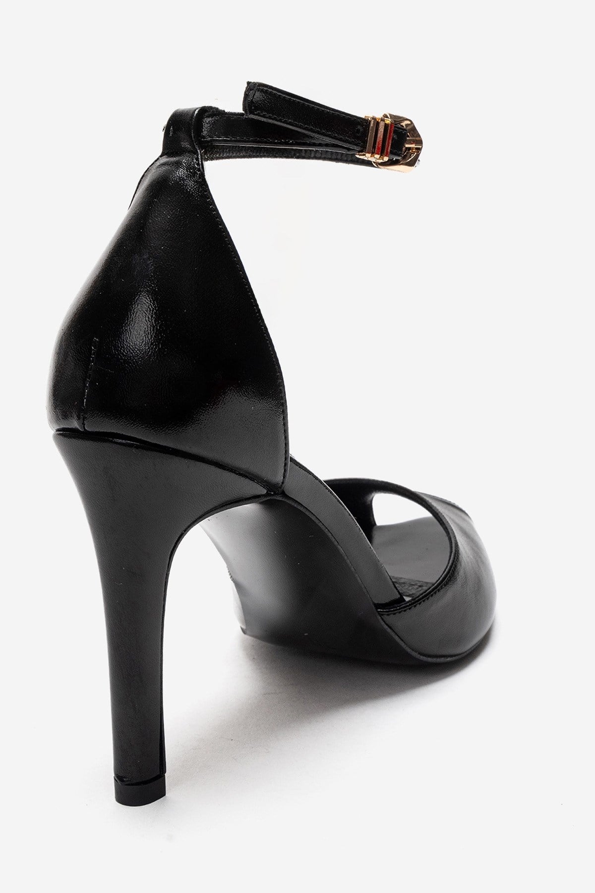 DONA - Black Stiletto Pump – back view showing leather, black, SimmiUnique