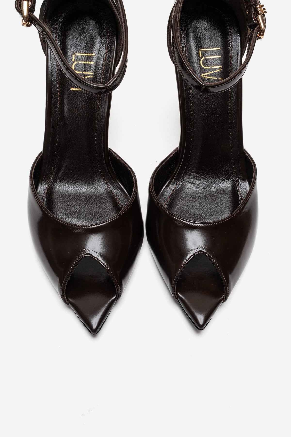 DONA - Cognac Genuine Leather Stiletto Pump – side view showing leather, SimmiUnique