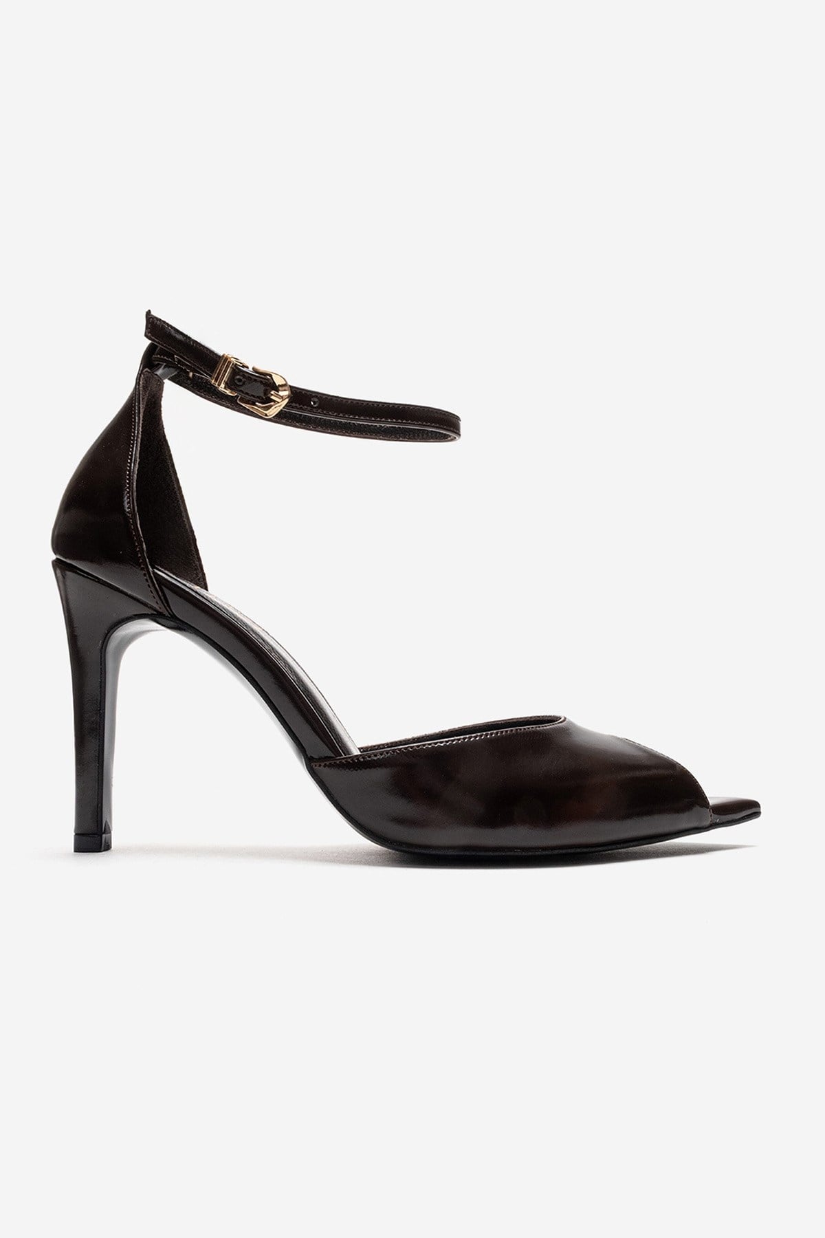 DONA - Cognac Genuine Leather Stiletto Pump – heel view showing leather, SimmiUnique