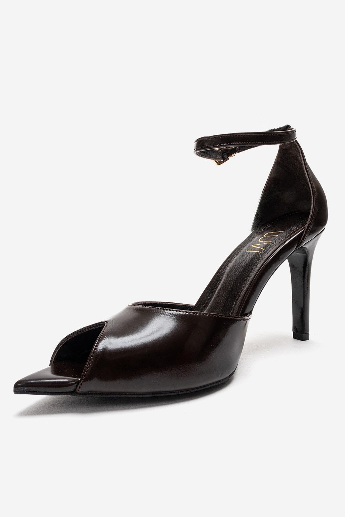 DONA - Cognac Genuine Leather Stiletto Pump – top view showing leather, SimmiUnique