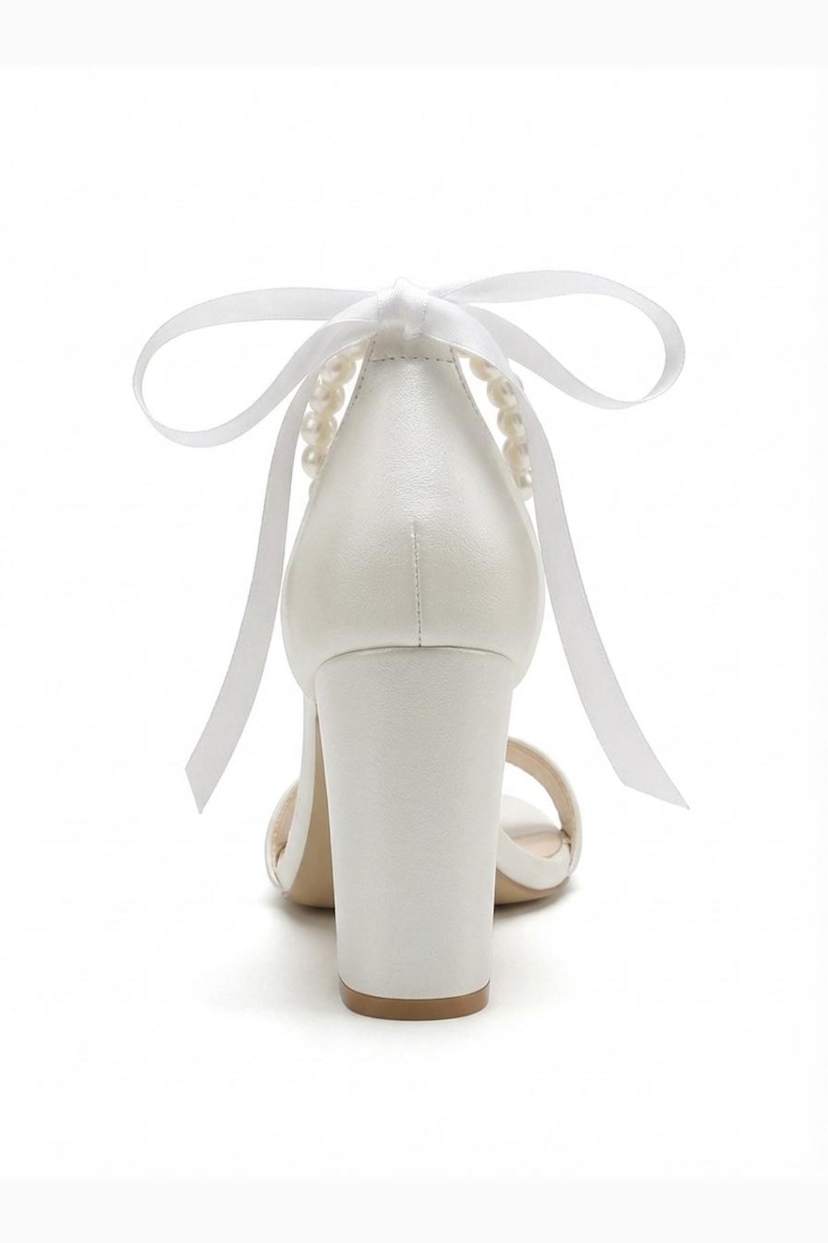 Althea Pearl Ankle Strap Block Heel Sandals – detail view showing pearl, SimmiUnique