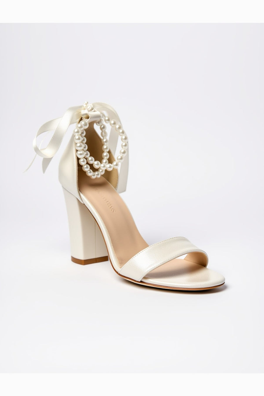 Caelis Pearl Block Heels Bridal Shoes