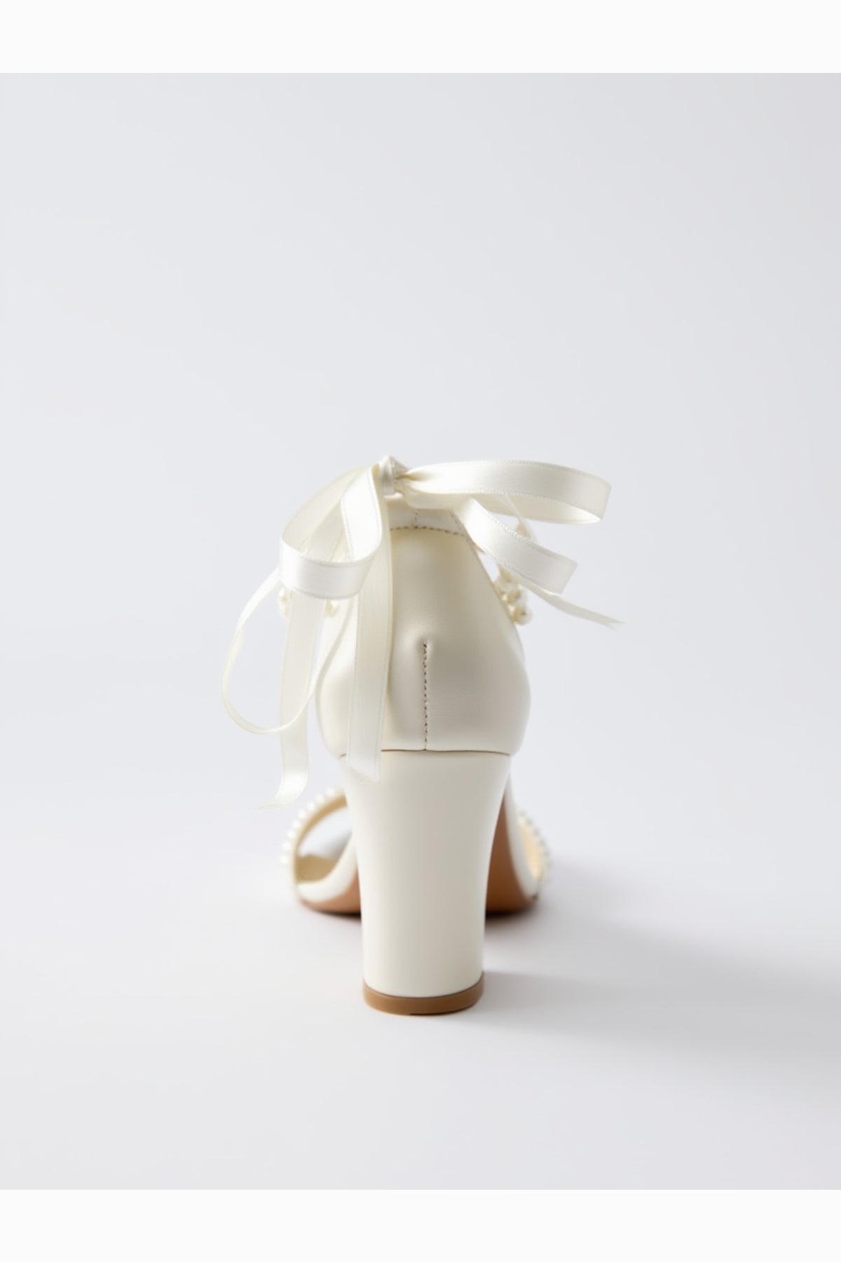 Elysia Pearl And Lace Wedding Heels – detail view showing pearl, lace, red, SimmiUnique