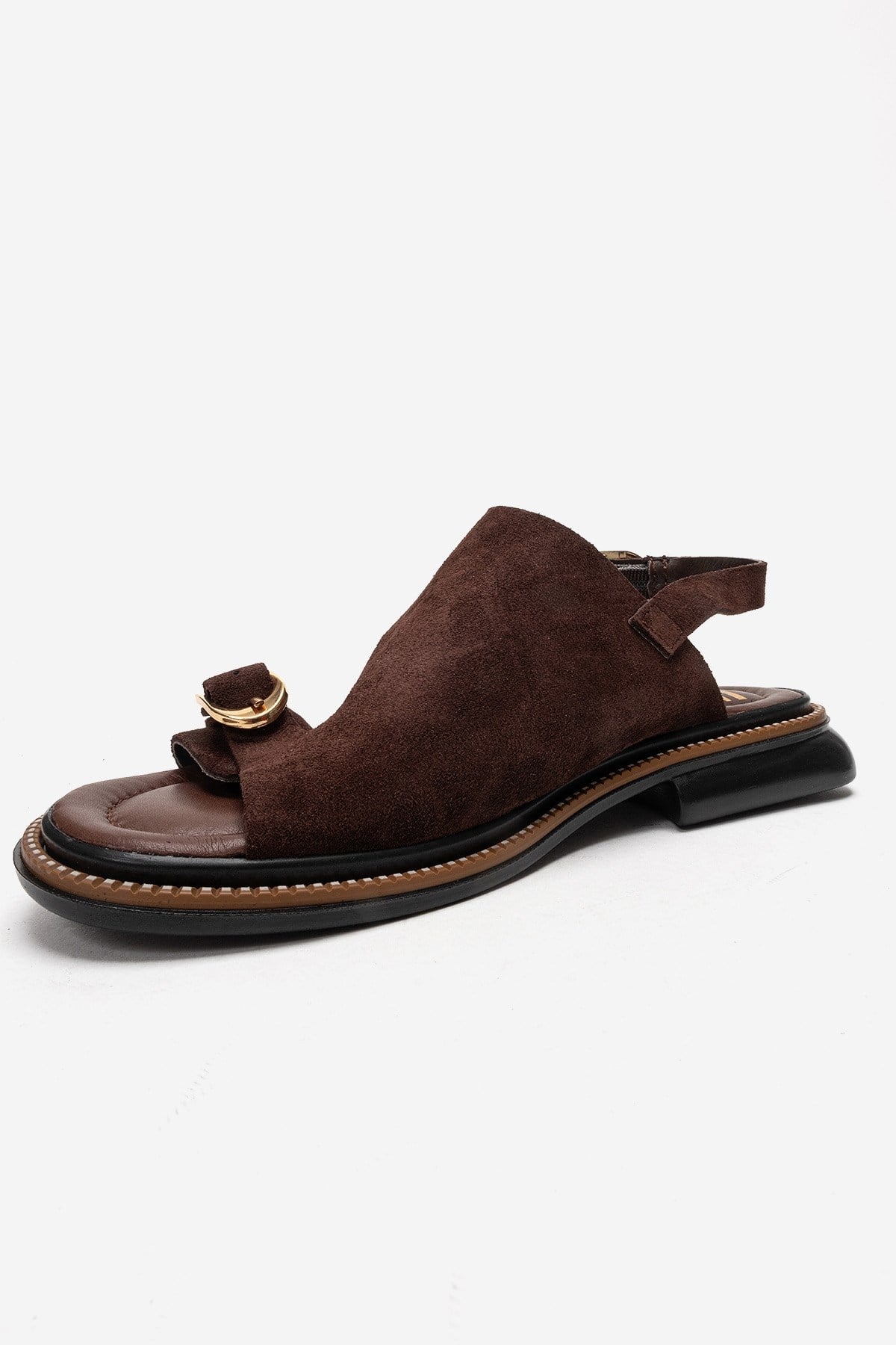 CRUEL - Cognac Genuine Leather Sandal – top view showing leather, suede, SimmiUnique