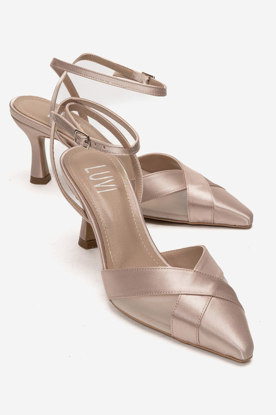 ESTELA - Beige Satin Stiletto Pump