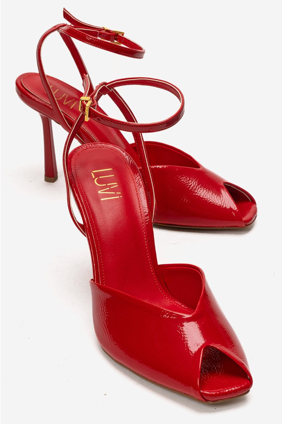 SLATE - Red Genuine Leather Ankle-Strap Stiletto Pump