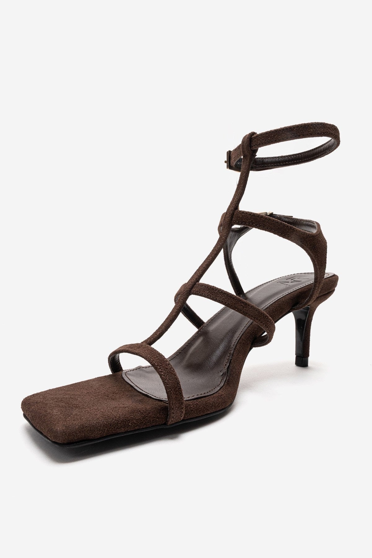 VIENTO - Brown Thin Heel Pump – top view showing leather, SimmiUnique