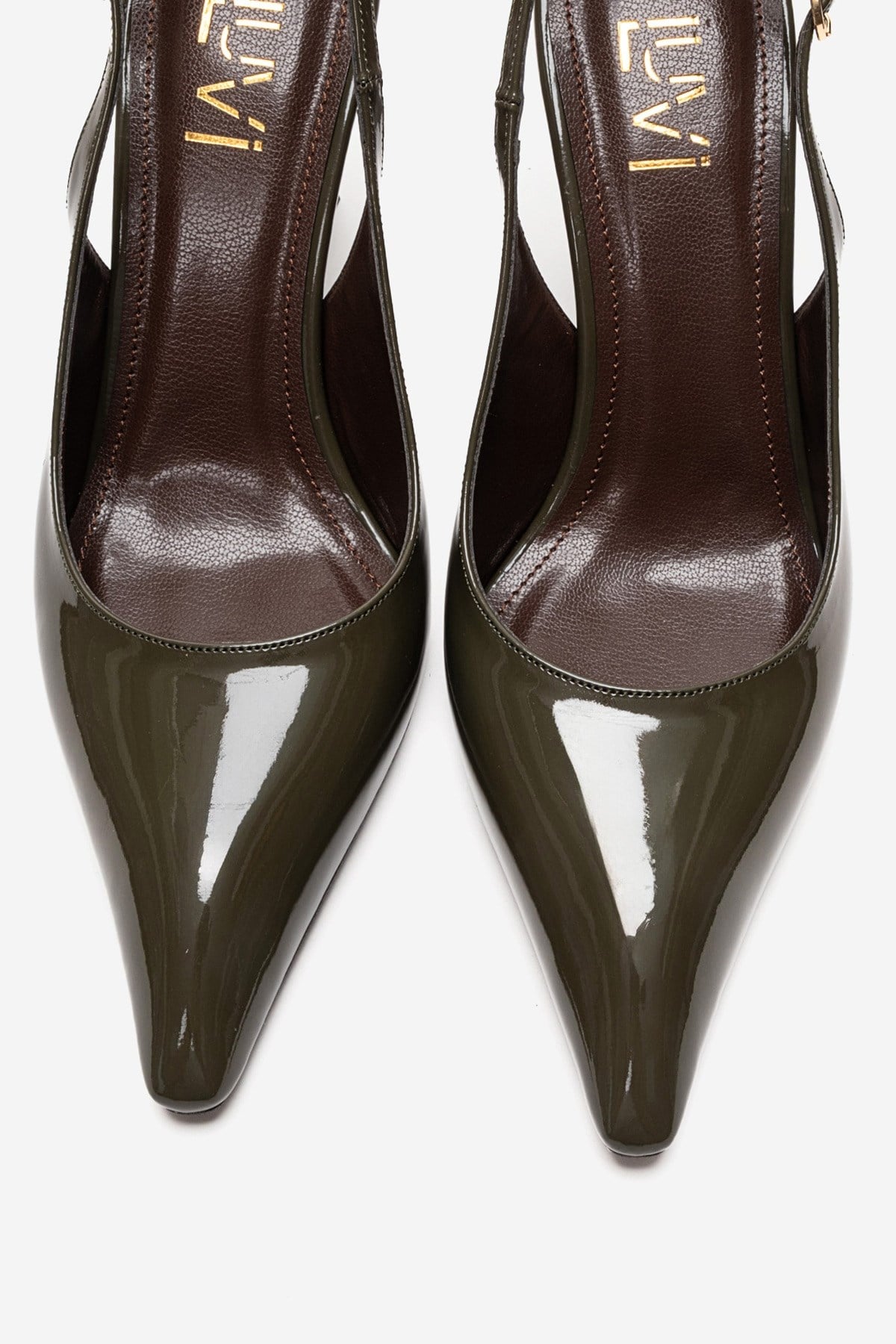 Felon - Khaki Wedge Heel Slingback Pump – side view showing leather, SimmiUnique