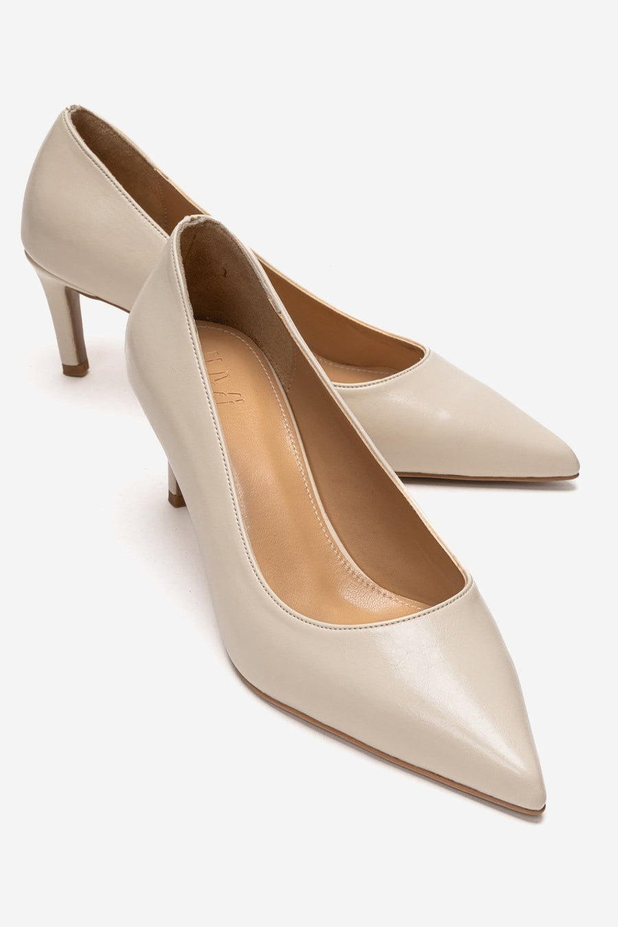 VELMIRA - Off-White Genuine Leather Stiletto Pump
