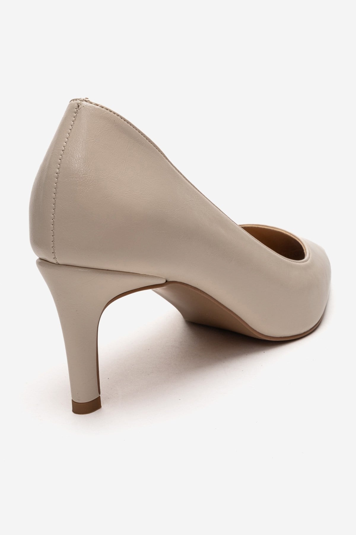 VELMIRA - Off-White Genuine Leather Stiletto Pump – back view showing leather, white, SimmiUnique