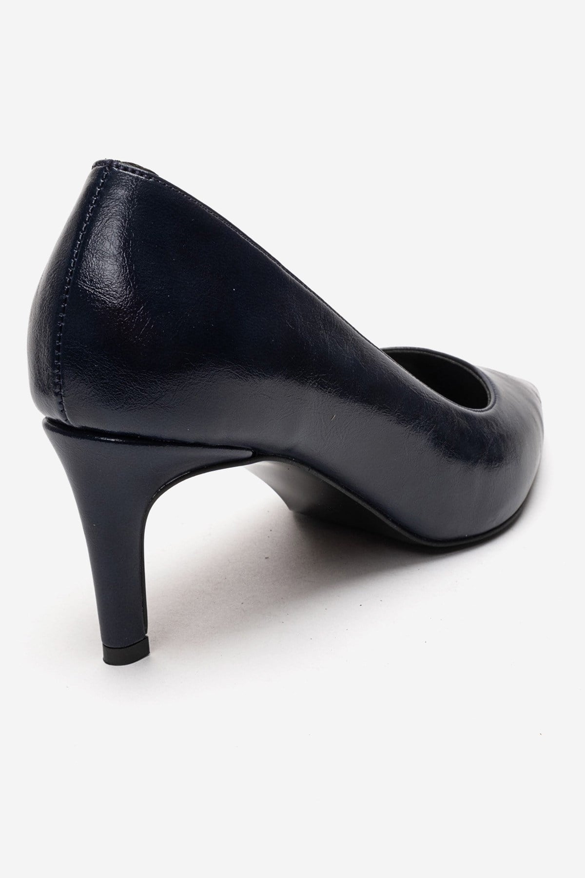VELMIRA - Navy Genuine Leather Stiletto Pump – back view showing leather, SimmiUnique
