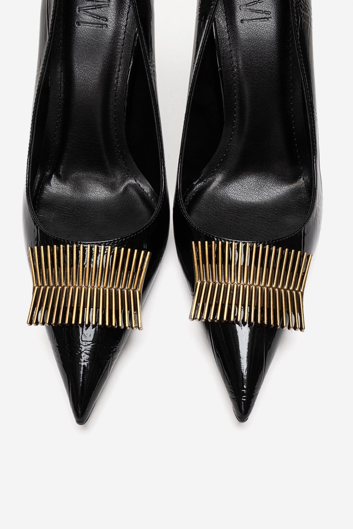 DEXEN - Black Stiletto Pump – side view showing leather, black, SimmiUnique