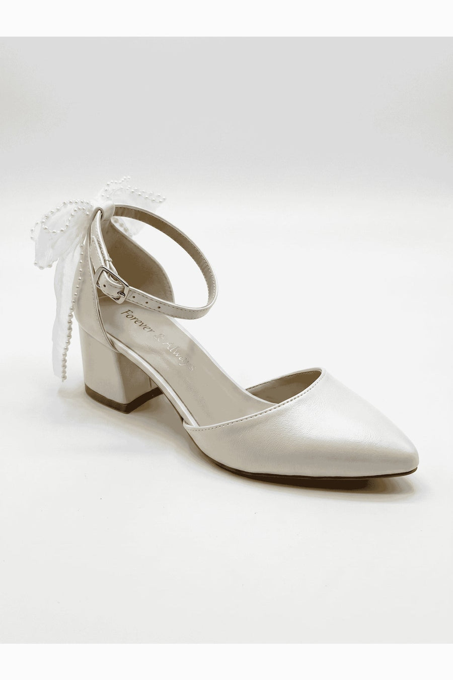 Rosavelle Pointed Toe Bow Detail Block Heel Bridal Sandals