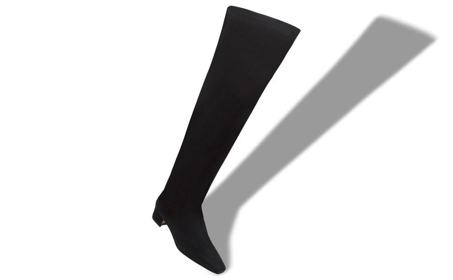 Genevieve Pearl Black Pointed Toe Knee-High Boots