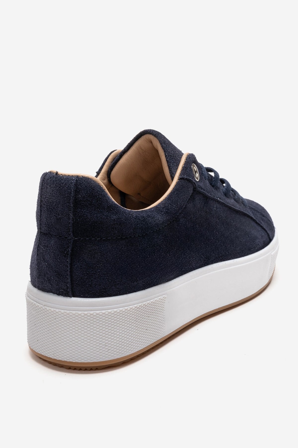 PALLEN - Navy Genuine Leather Casual Sneaker – back view showing leather, suede, SimmiUnique