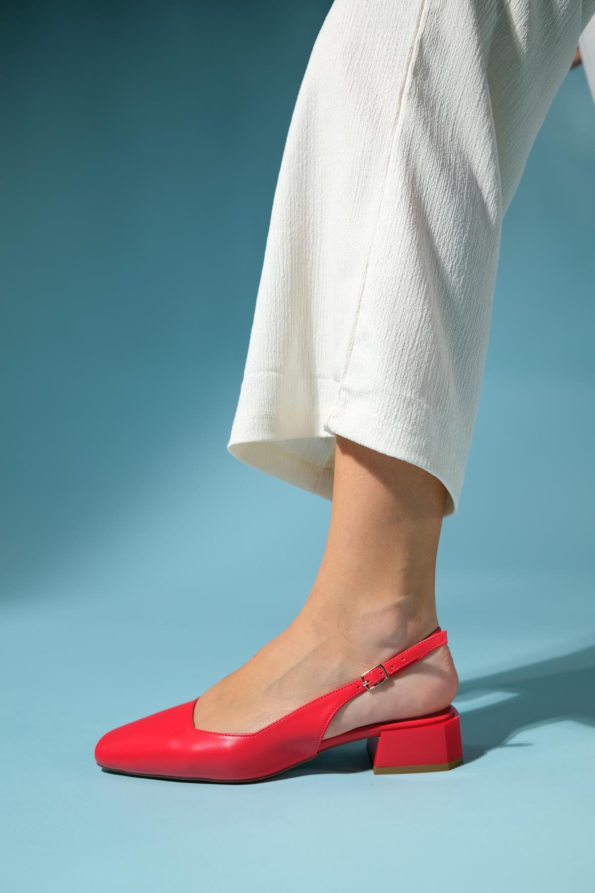 State - Red Heeled Shoe – heel view showing leather, red, SimmiUnique