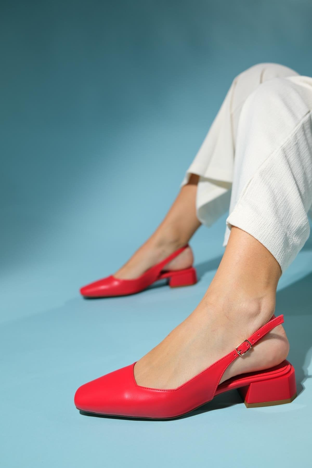 State - Red Heeled Shoe – back view showing leather, red, SimmiUnique
