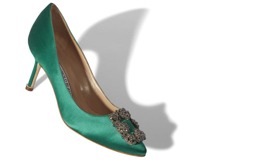 Camellia Belle Green Jewel Buckle Pumps