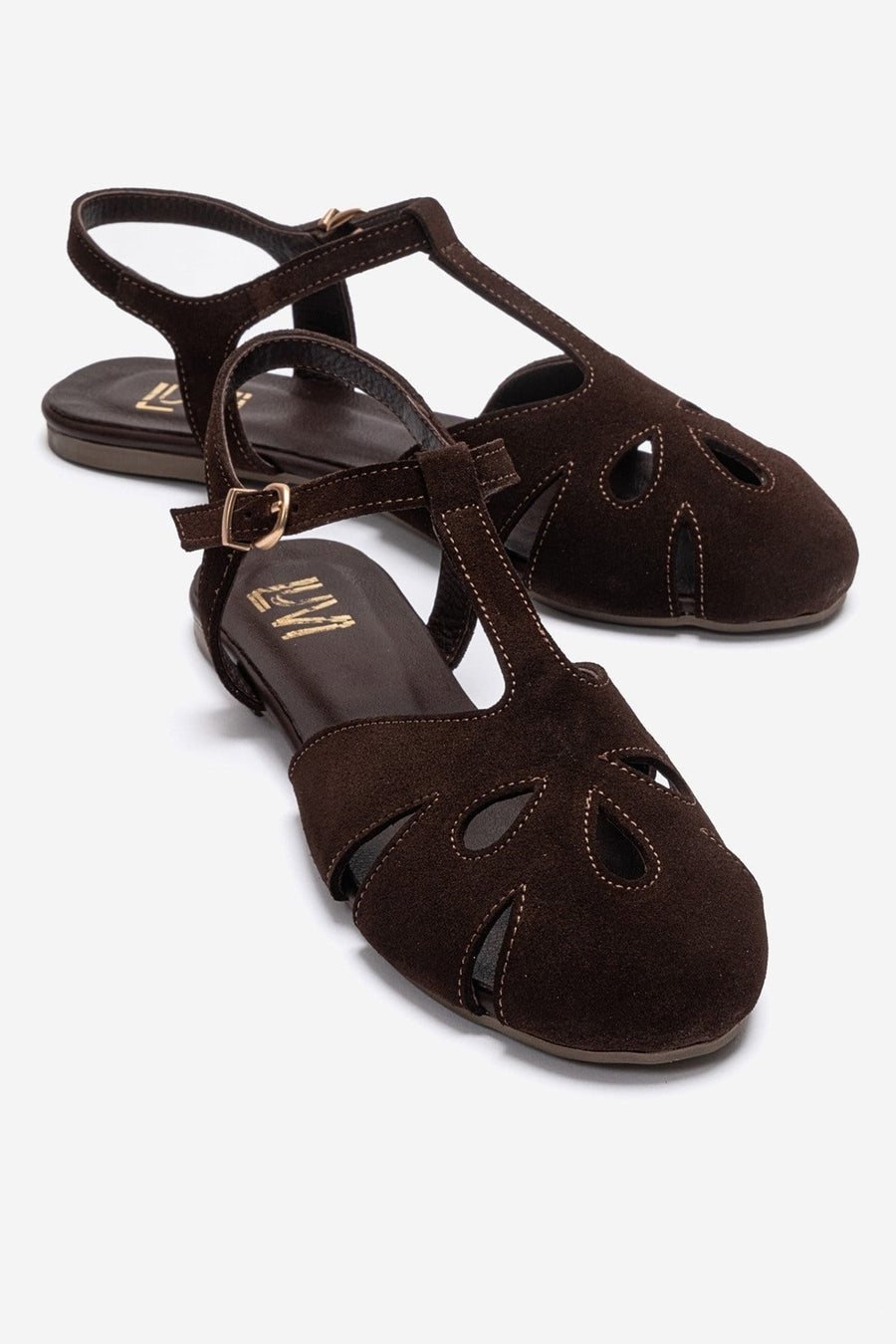 NATHALIE - Brown Genuine Leather Sandal