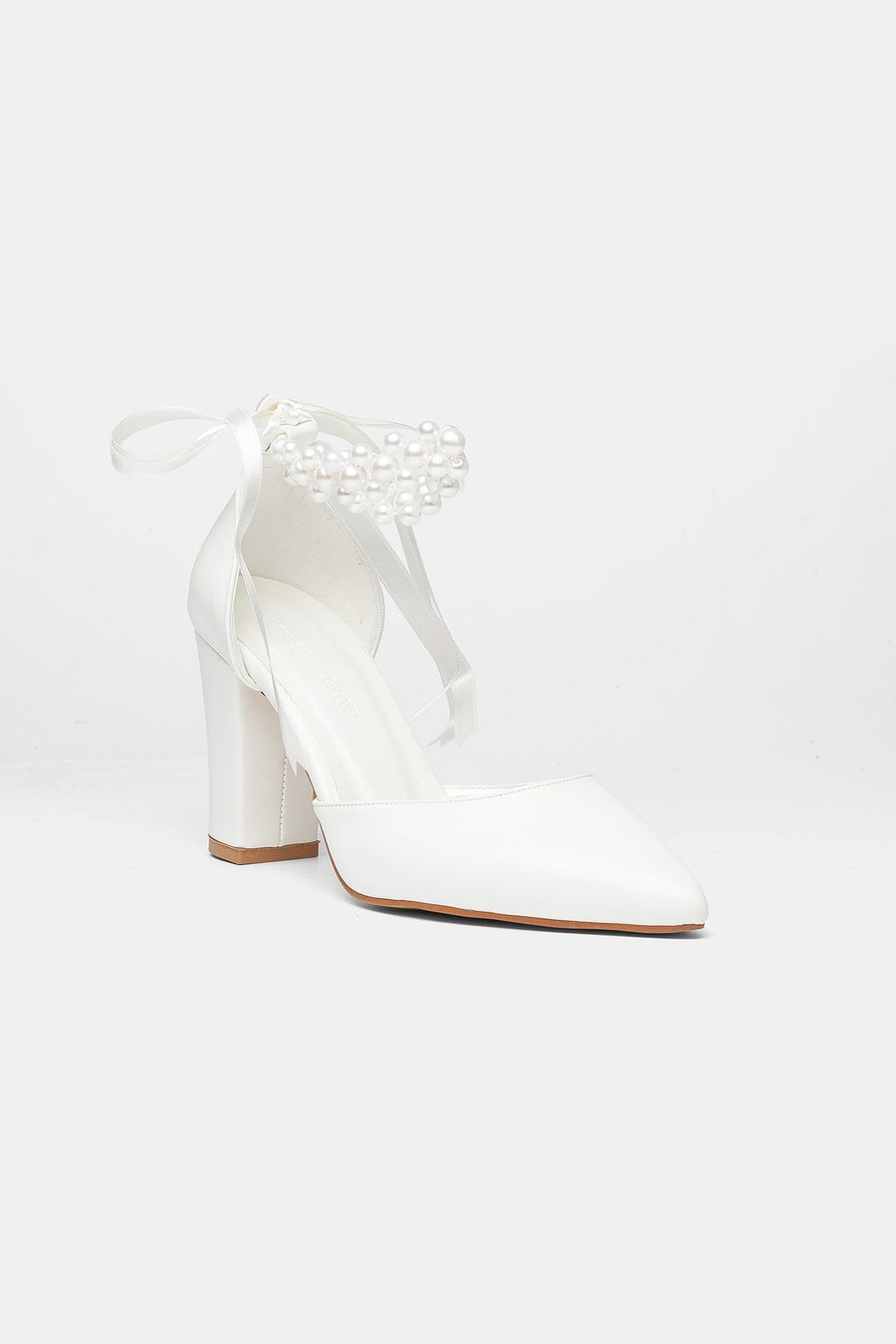 Elisa Pearl Block Heel Bridal Pumps