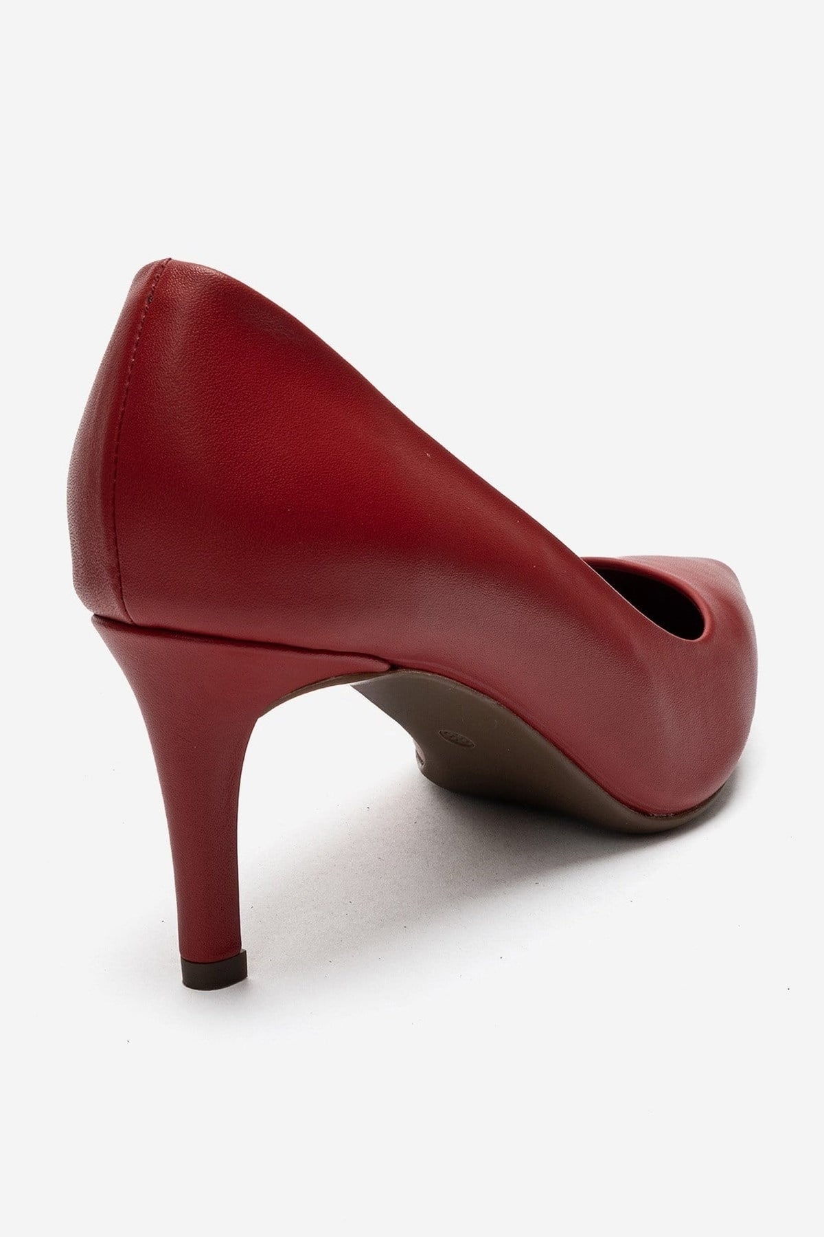 CLYDE - Red Genuine Leather Stiletto Pump – back view showing leather, red, SimmiUnique