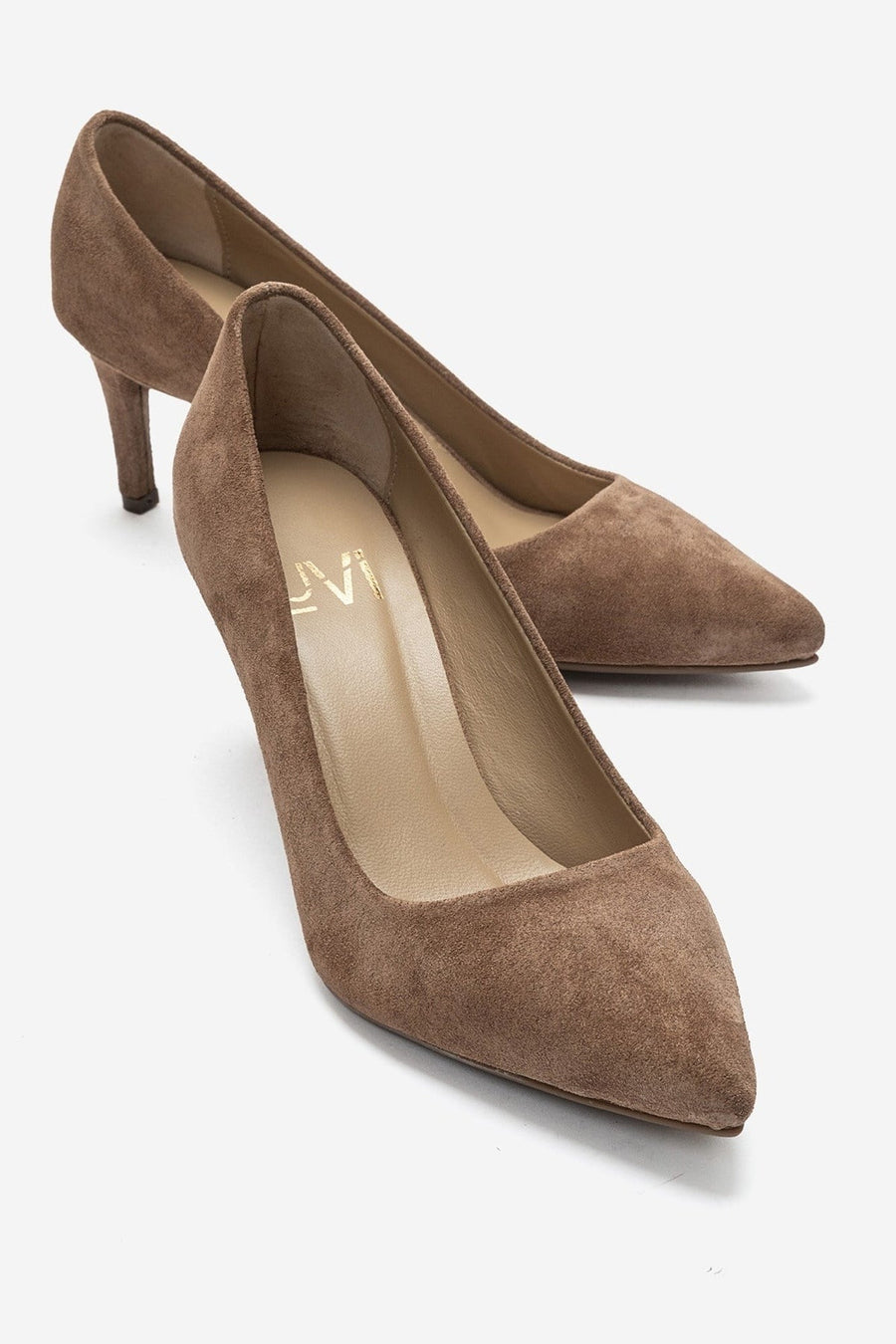 CLYDE - Taupe Suede Genuine Leather Stiletto Pump
