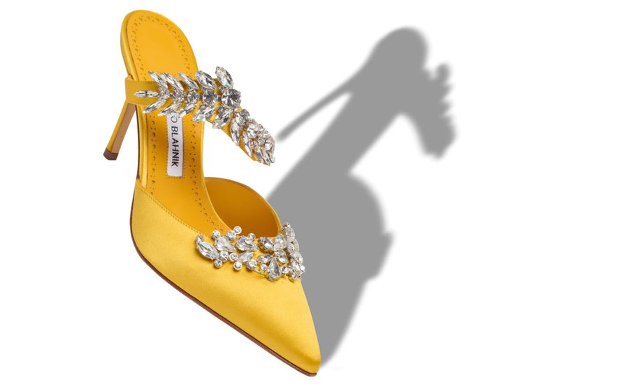 Seraphina Pearl Yellow Crystal Embellished Mules