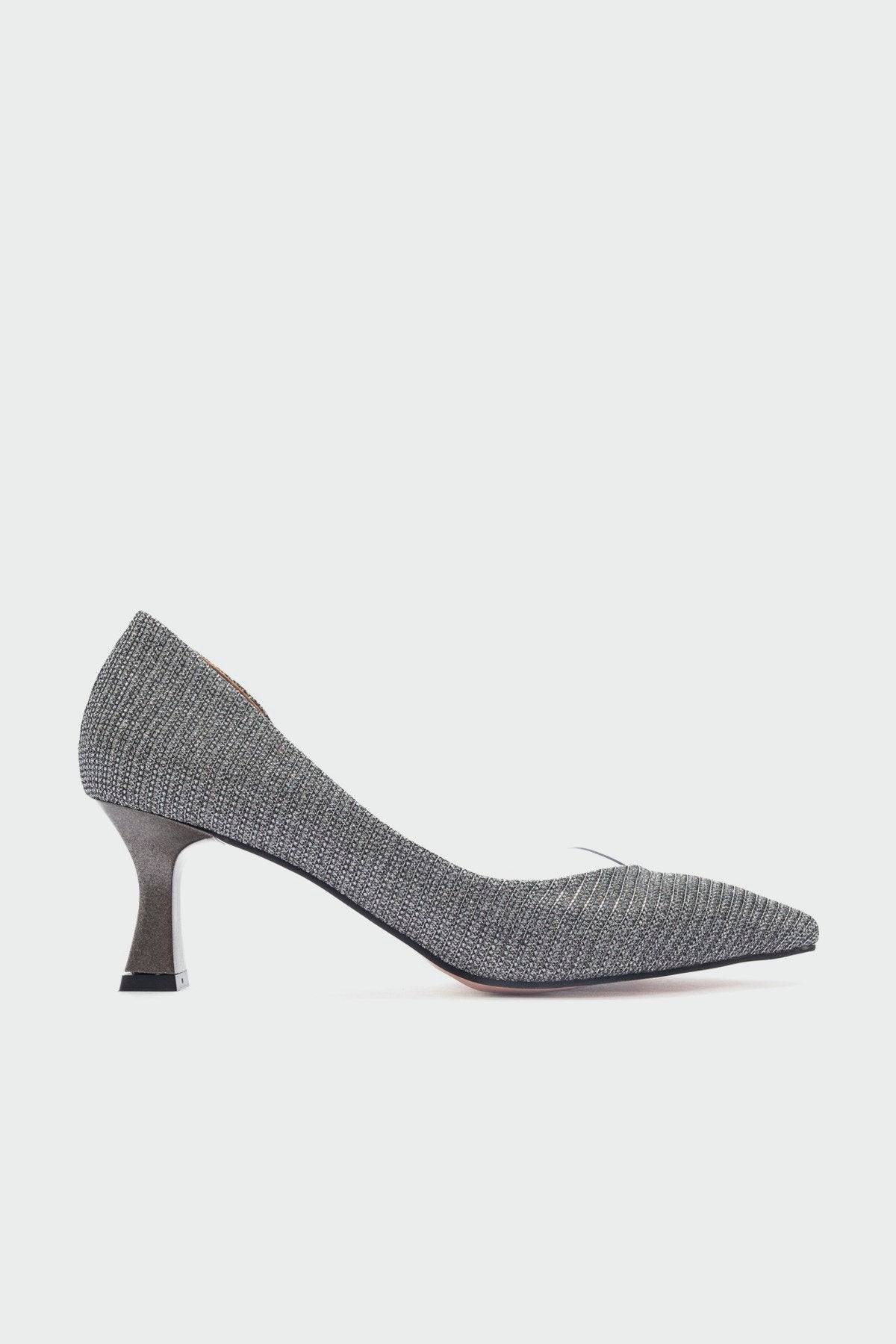 Vera Platinum Glitter Pointed Toe Pump – top view showing leather, glitter, SimmiUnique