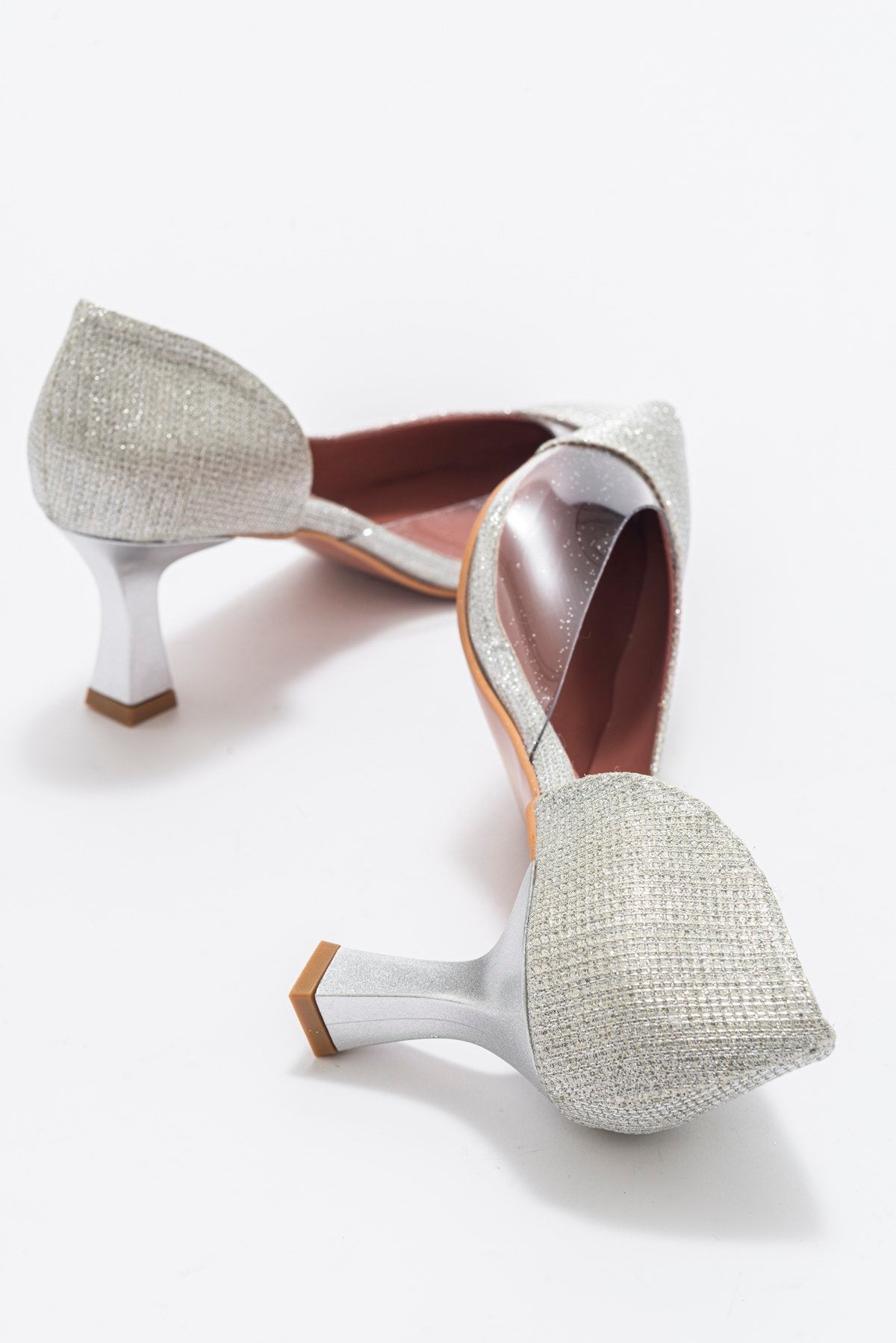 Vera Lame Glitter Pointed Toe Pump – side view showing leather, glitter, SimmiUnique