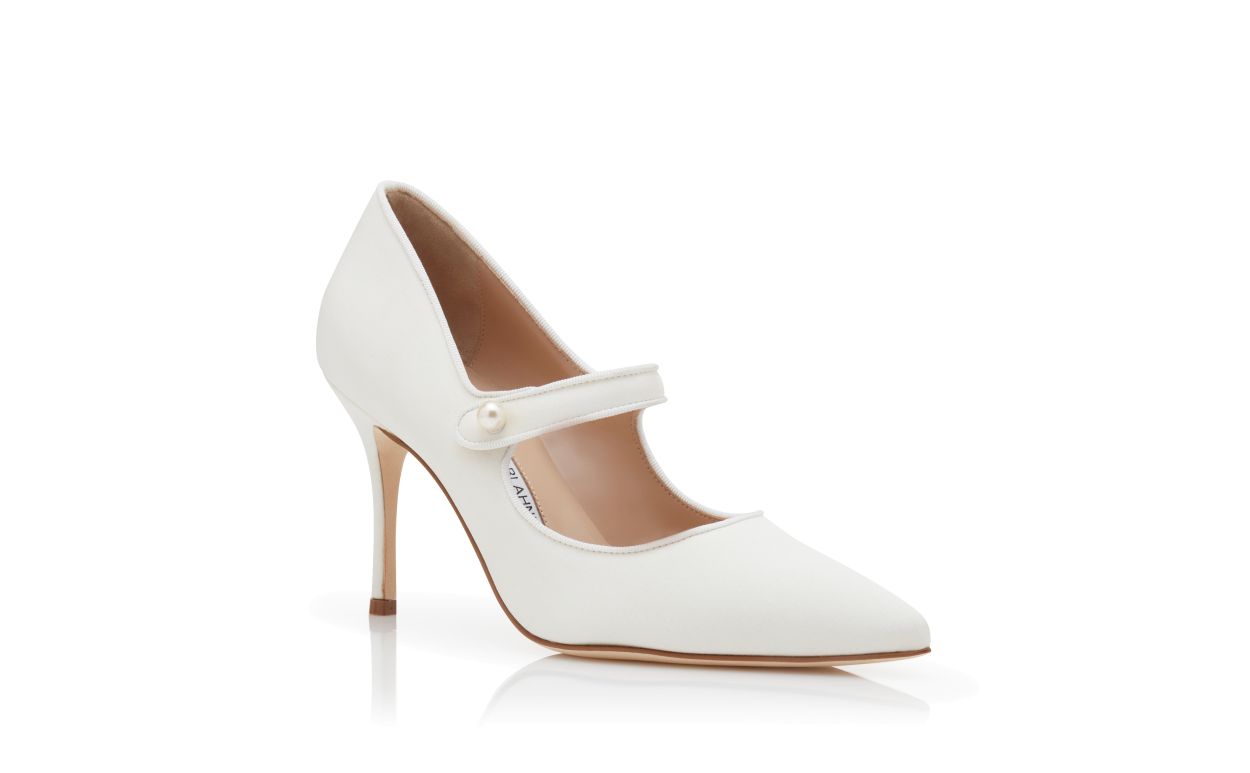 Anastasia Dream White Pointed Toe Mary Jane Shoes – top view showing white pointed toe, SimmiUnique