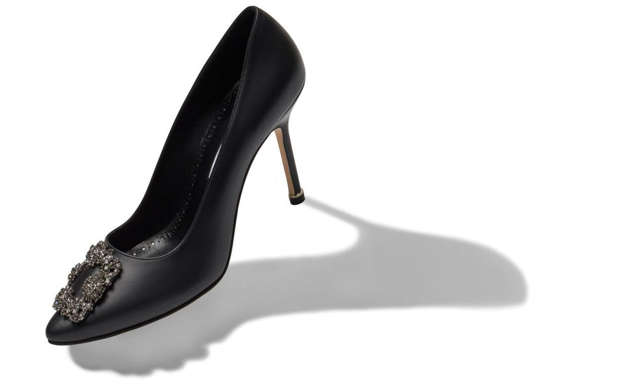 Camellia Crown Black Jewel Buckle Pumps