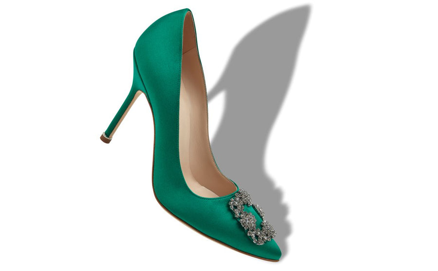 Elara Belle Green Jewel Buckle Pumps