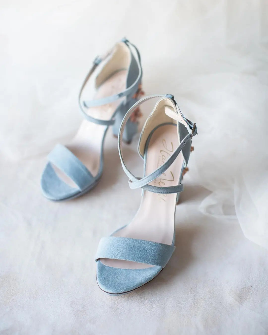 ARABELLA BLOCK BLUE BLOSSOM ROSE GOLD flordeashoes