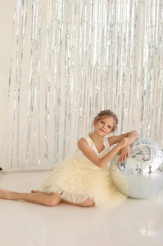 Alana Princess mermaid-style party dress in gold, white and pink - photo 7
