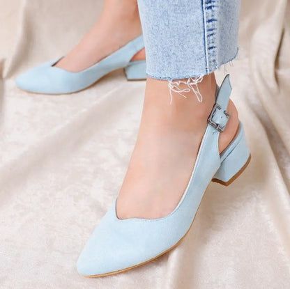 BABY BLUE SUEDE LOW HEEL BRIDAL SHOES flordeashoes