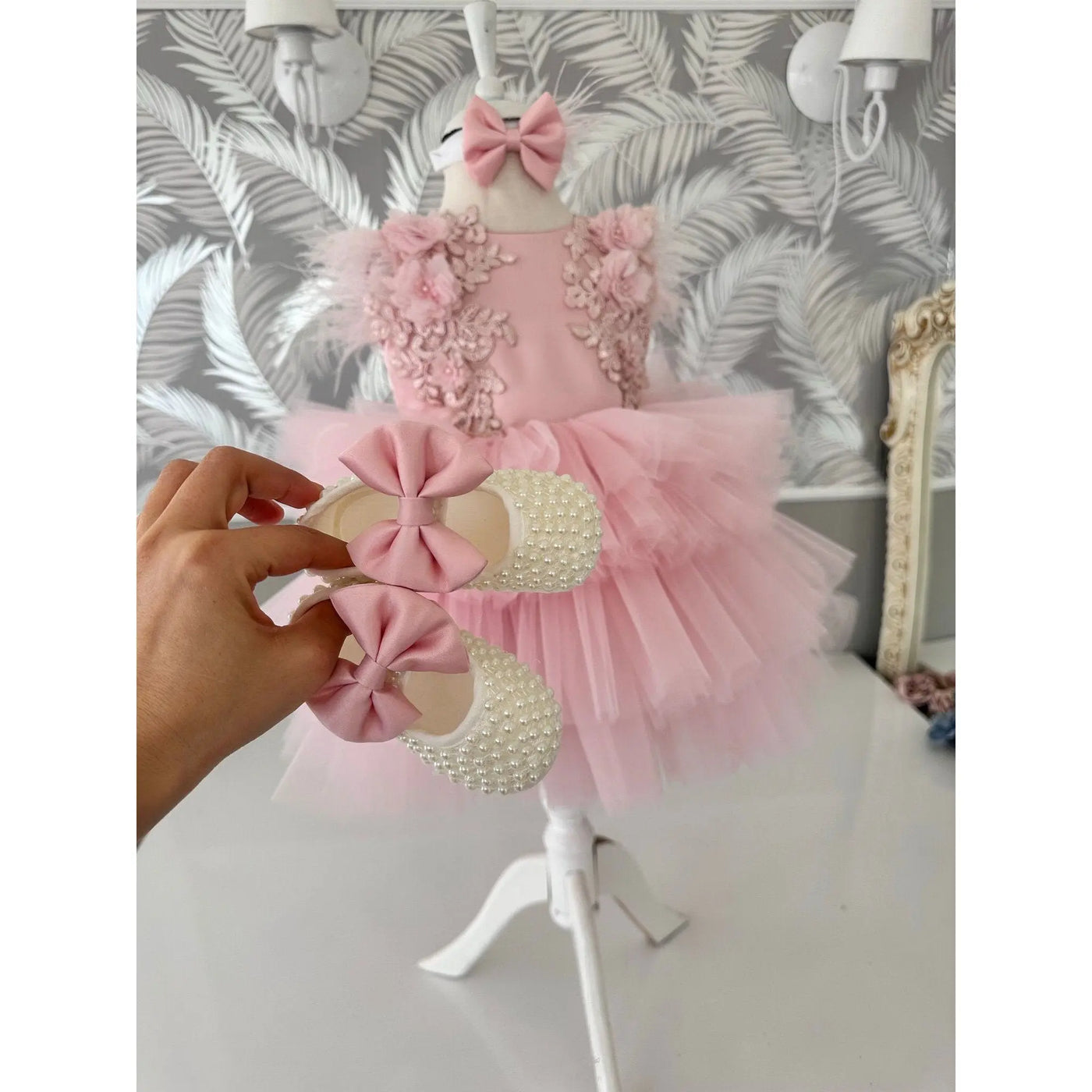 Baby Girl Dress pink newborn – styled look