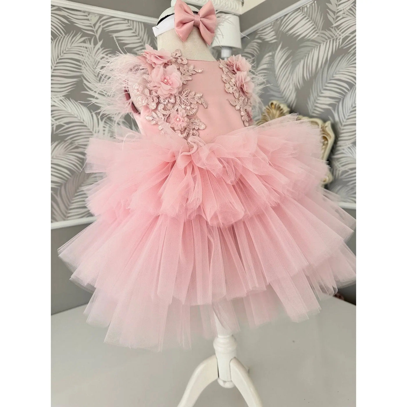 Baby Girl Dress pink newborn – full outfit view
