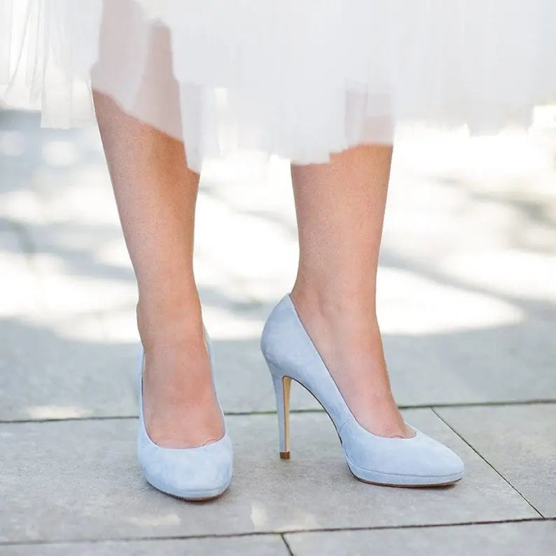 Blue Custom Made Heels (Blue) – detail shot
